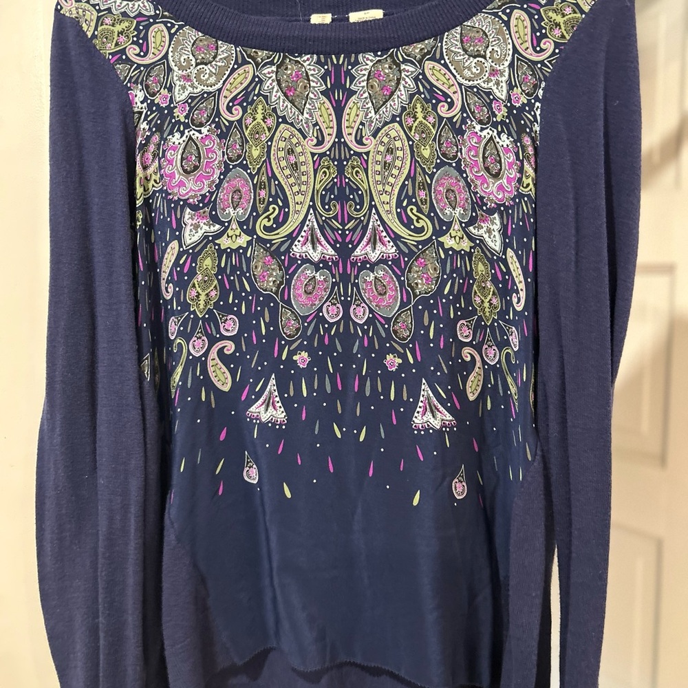 Paisley Print Navy Top